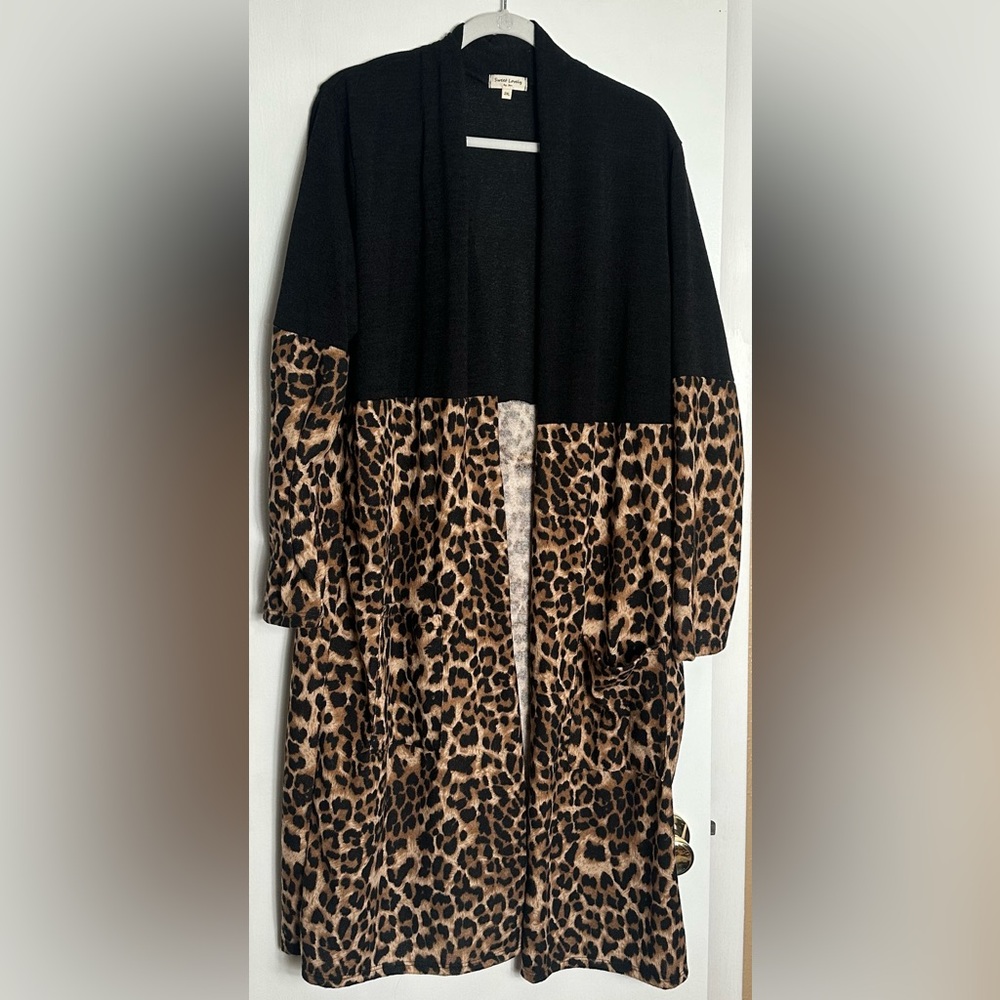 Sweet Lovely by Jen Black/Animal Print Cardigan Duster